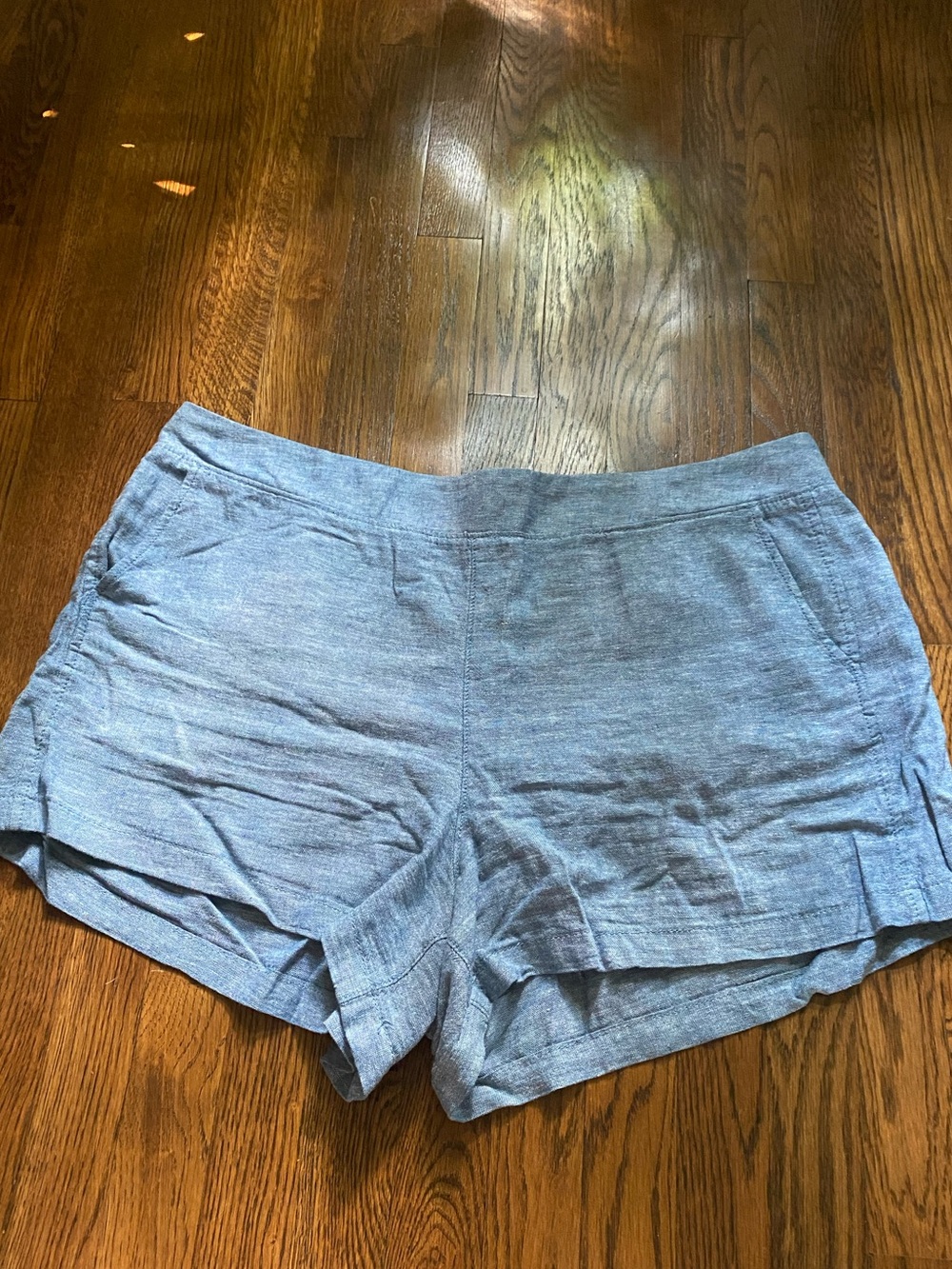 Gap Women's XXL 4" Inseam Linen Blend Pull-On Shorts Blue 2XL Stretch
